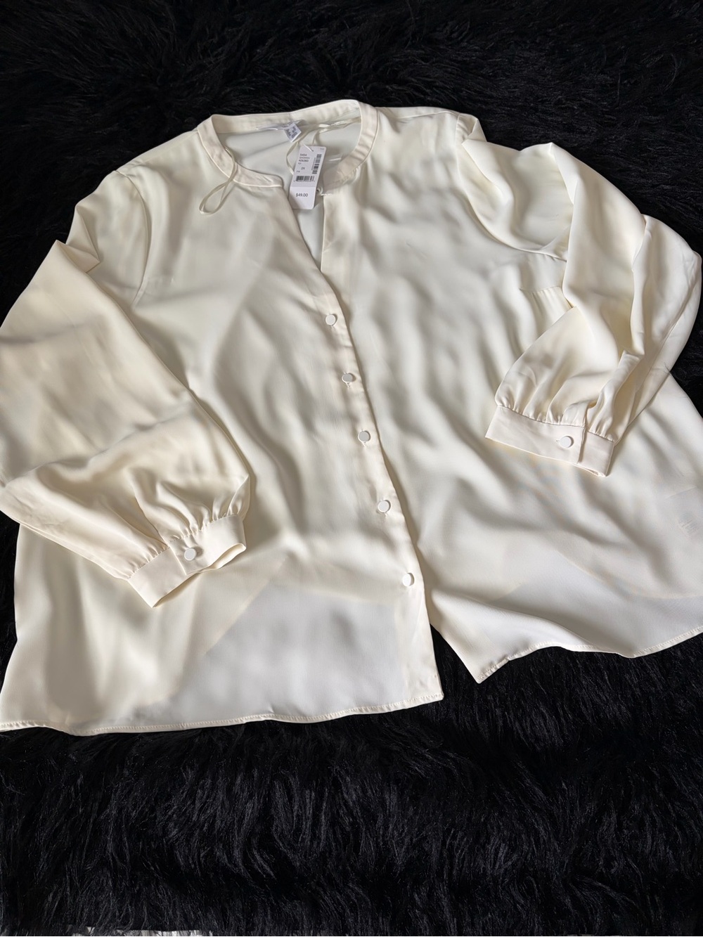 NWT! Addition Elle Cream Button-Front Blouse